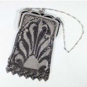 Art Deco Whiting & Davis Mesh Bag Black and White Sunrise